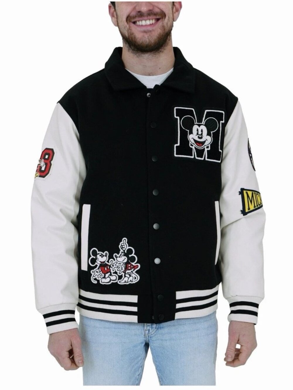 Disney Mickey Mouse Black Varsity Letterman Jacket Unisex Men’s 2XL Women’s 3XL